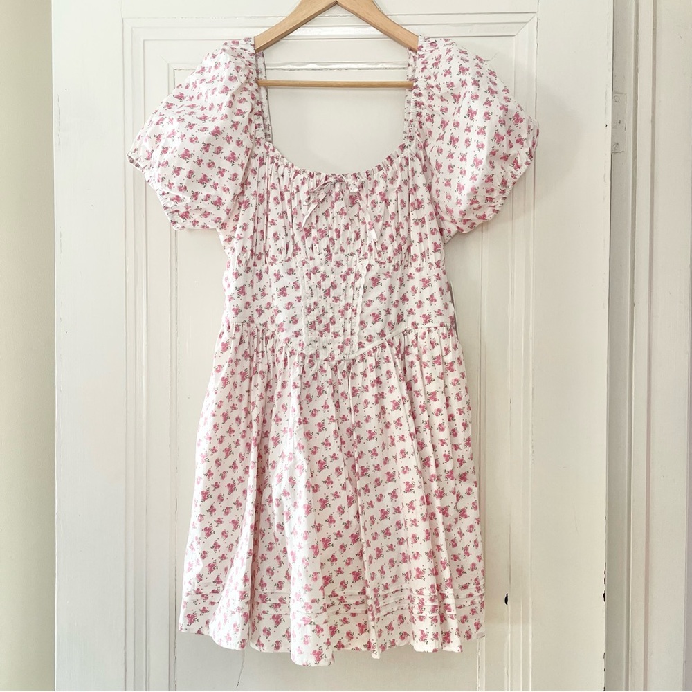 Row A Floral Puff Sleeve Mini Dress NWT